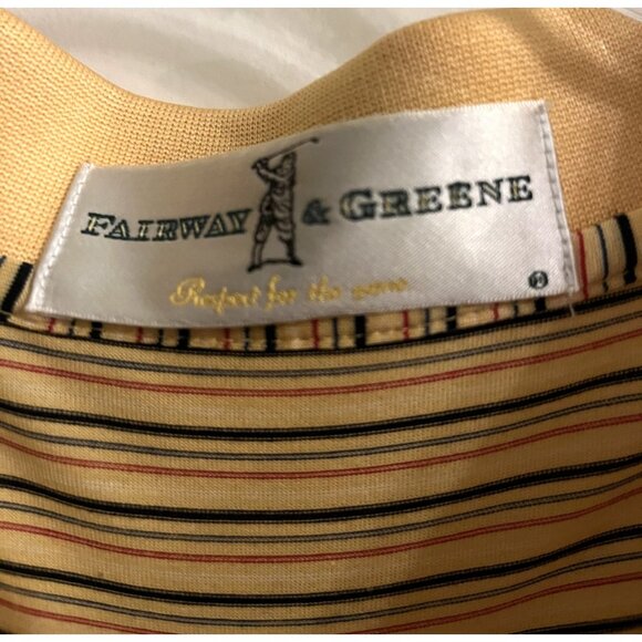 Fairway & Greene Flint Hills Resources Yellow Striped Mens Golf Polo Large - Picture 10 of 13